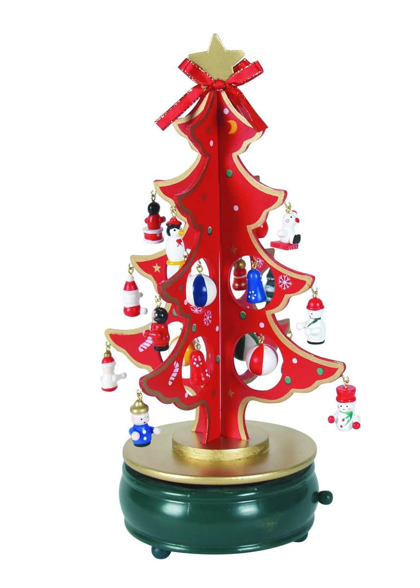 Rotating Christmas tree with figurines music box - 28,5 cm